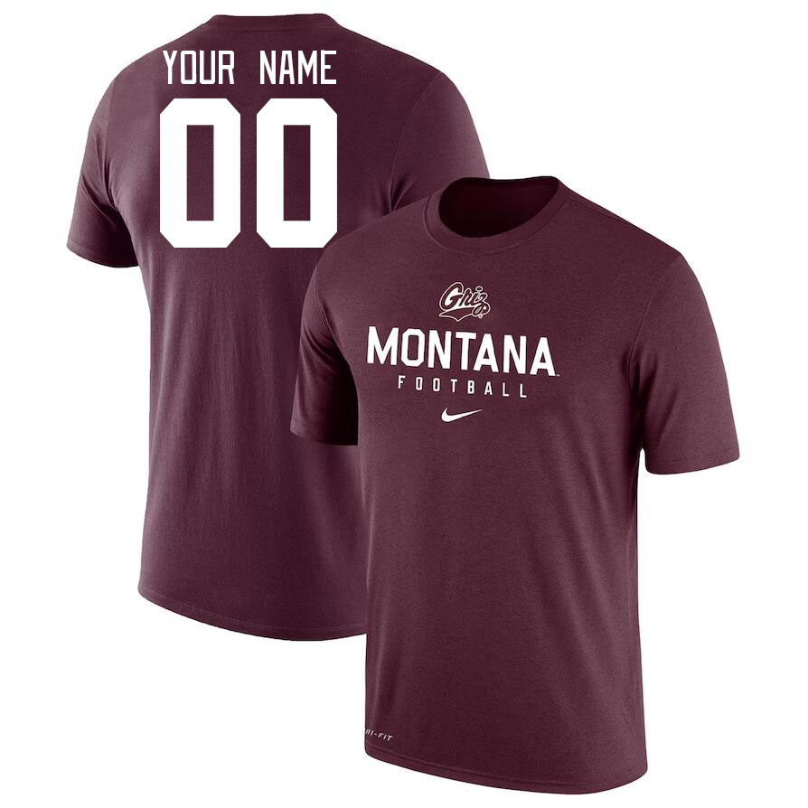 Custom Montana Grizzlies Name And Number Tshirts-Maroon